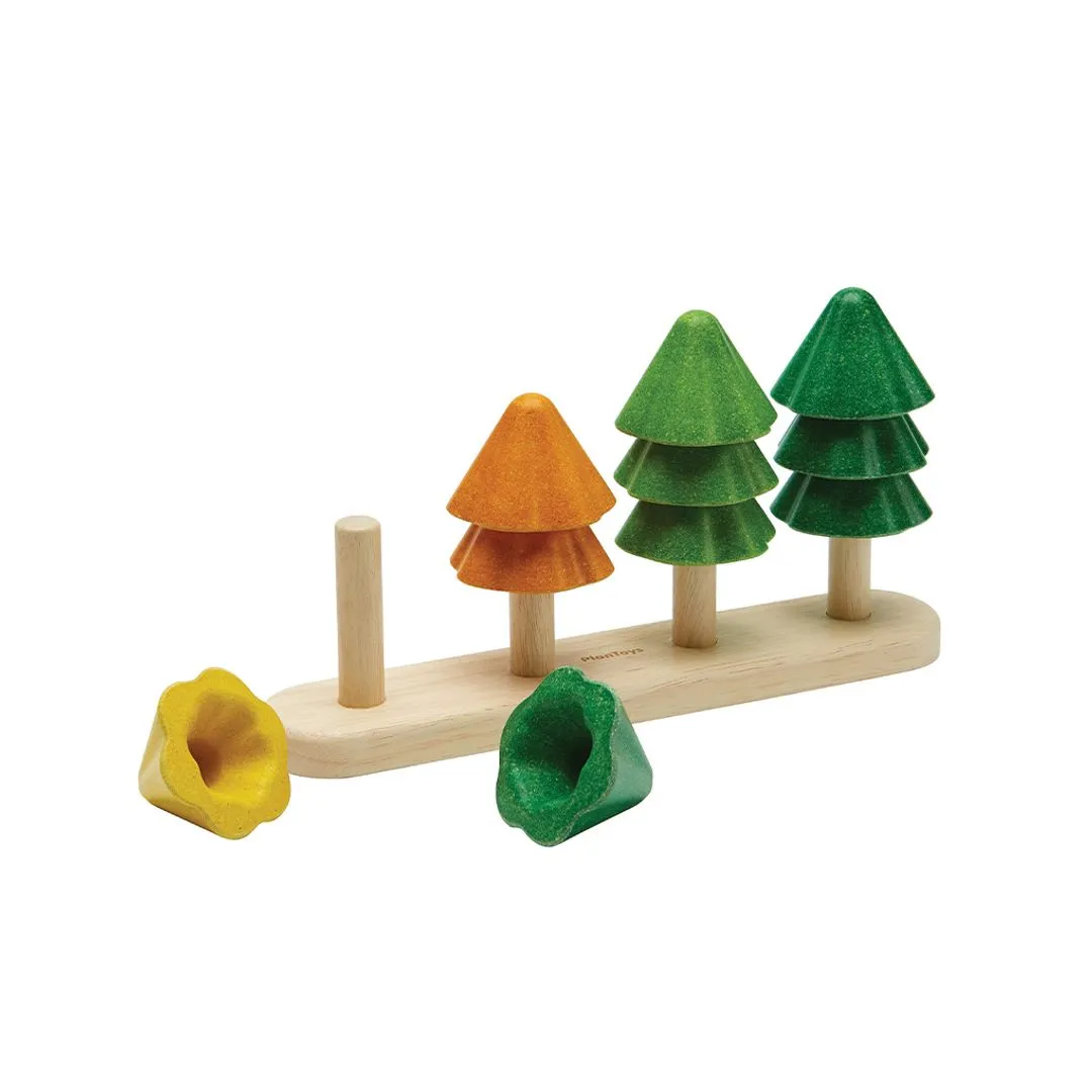 PlanToys Sort & Count Trees jeu à empiler bois 14 pièces