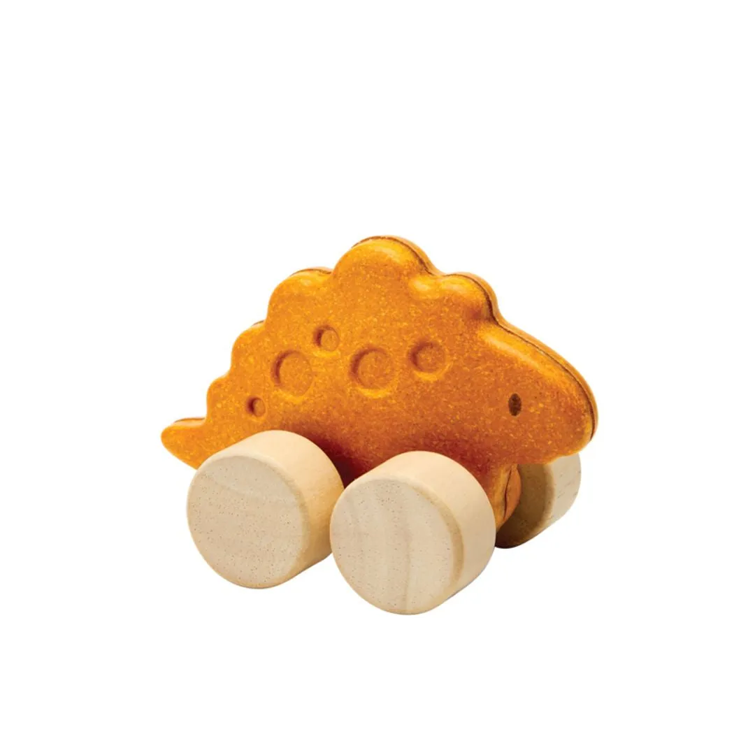 PlanToys Dino Stego Car petite voiture dino jaune à pousser