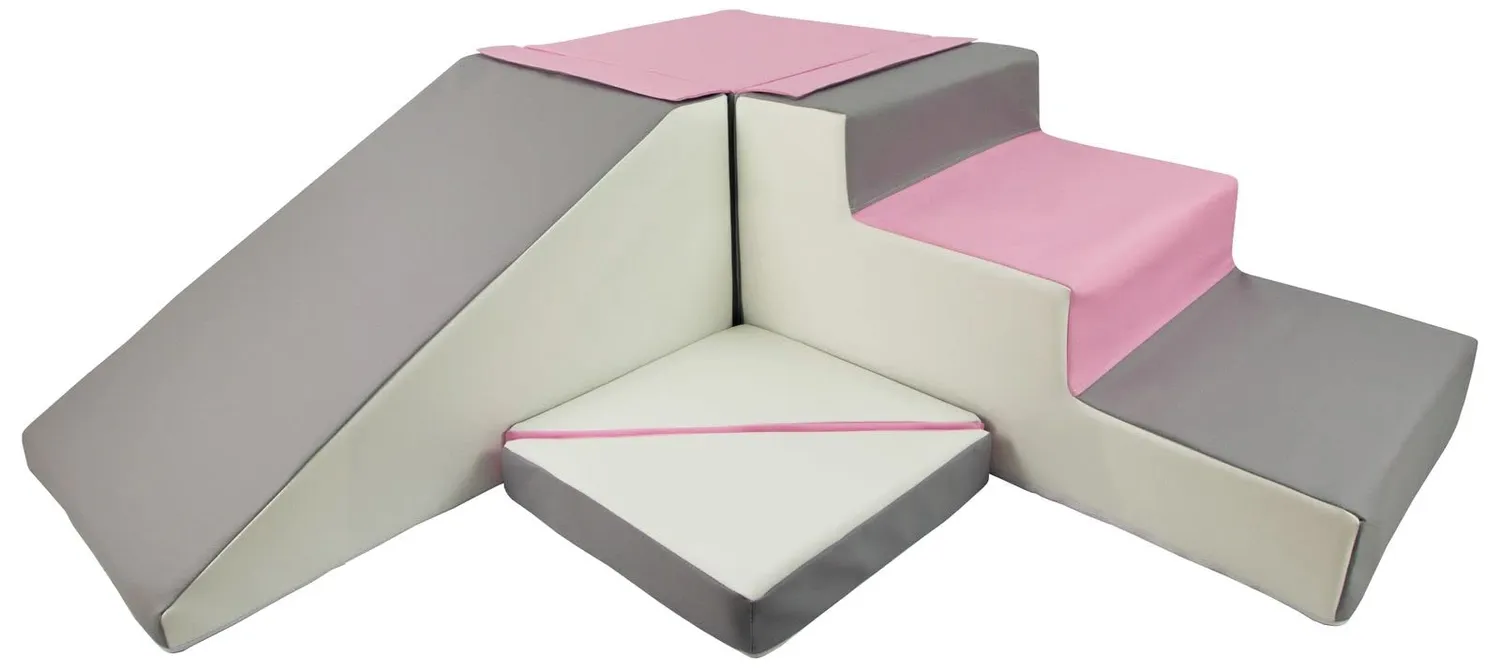 Velinda Set 4 blocs mousse Blanc-Rose Clair-Gris