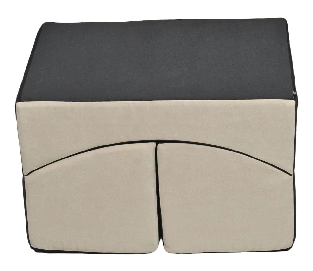 Velinda Pouf 3 en 1 fauteuil enfant gris-beige convertible
