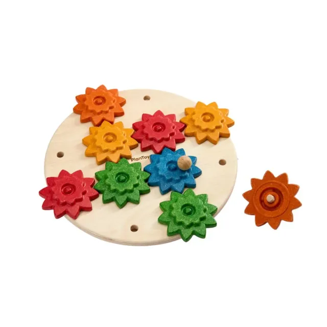 PlanToys Spinning Gears Engrenages Bois 10 Pièces