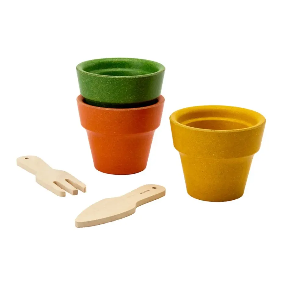 PlanToys Plant Pots Trio kit jardinage enfant 3 pots