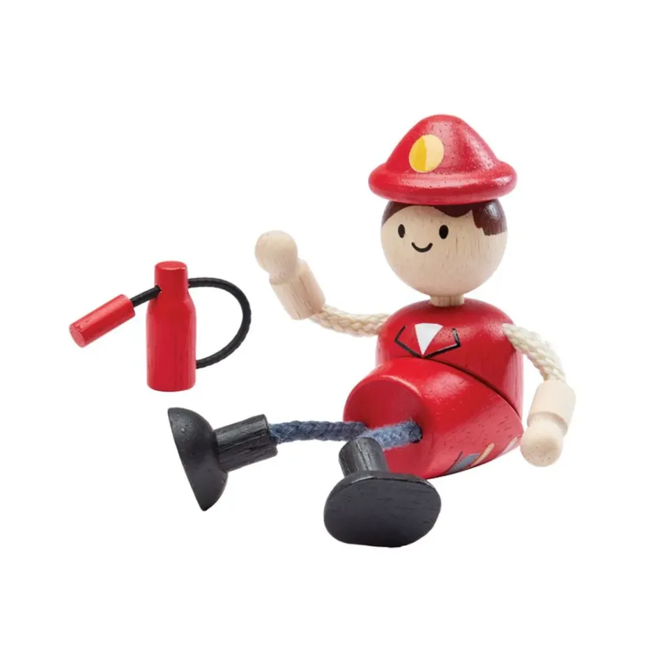 PlanToys Firefighter Doll figurine pompier bois 3 ans