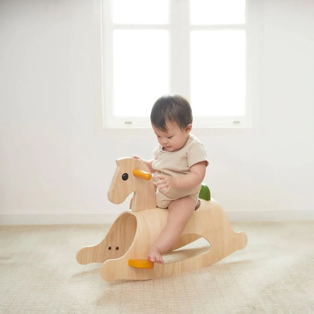 PlanToys Palomino cheval à bascule rouille bois