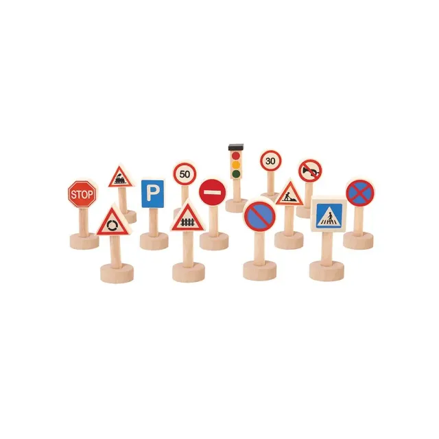 PlanToys Traffic Signs & Lights panneaux bois 14 pièces
