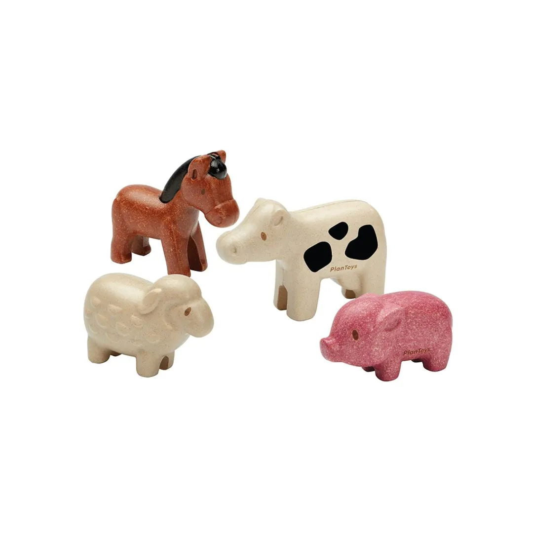 PlanToys Farm Animals Set animaux ferme bois 4 pièces