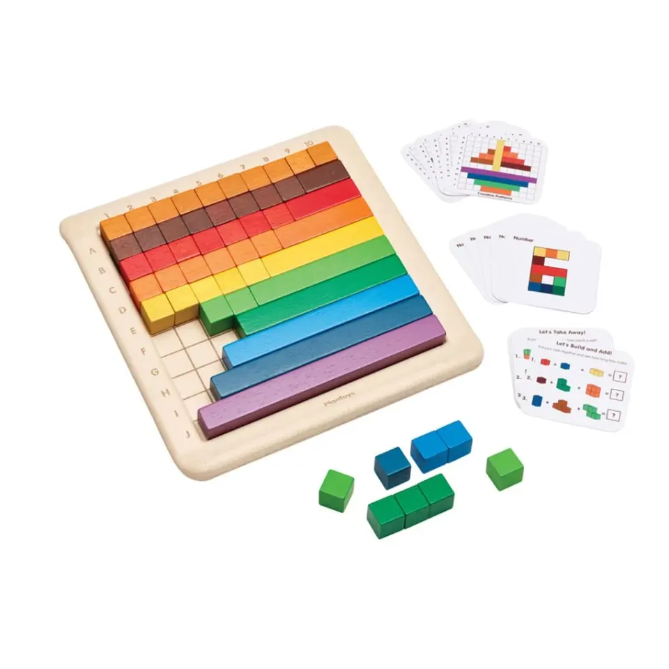 PlanToys Jeu Maths Blocs Bâtons Bois