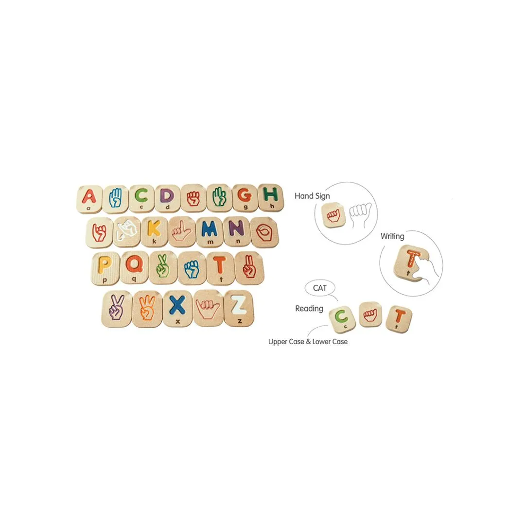 PlanToys Hand Sign Alphabet A-Z lettres bois langue des signes