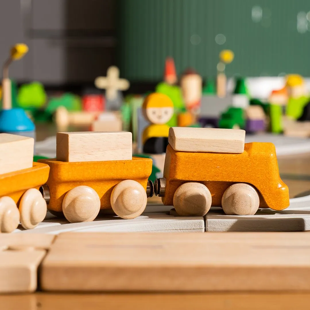 PlanToys Cargo Train en bois aimanté 3 wagons tactiles