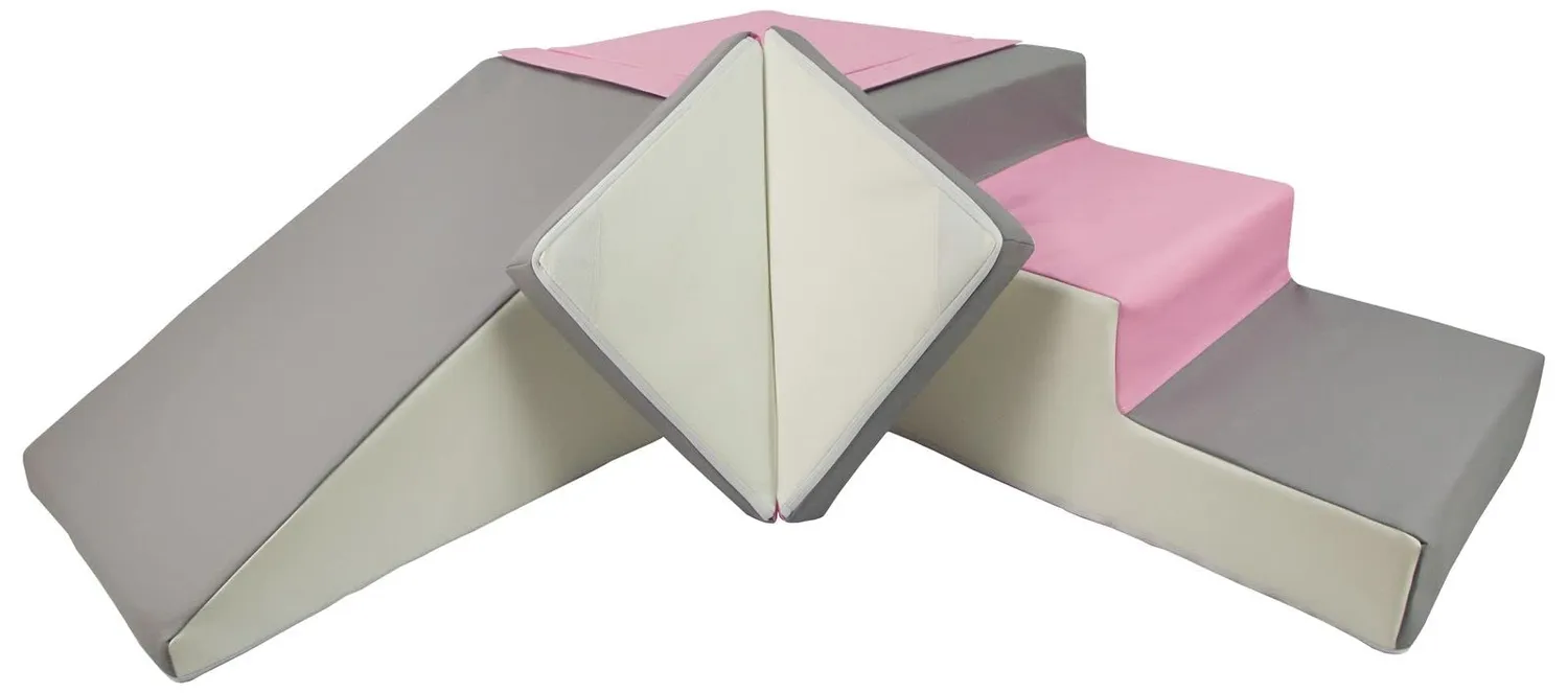 Velinda Set 4 blocs mousse Blanc-Rose Clair-Gris