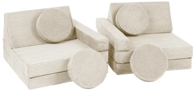 Velinda canapé modulaire enfant 10 modules crème côtelé