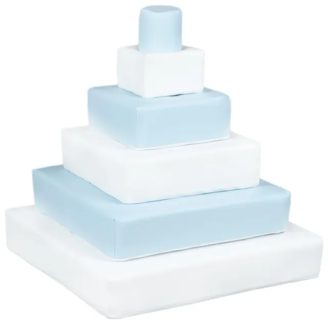 Velinda Pyramide lot 6 gros blocs en mousse blanc bleu pastel motricité