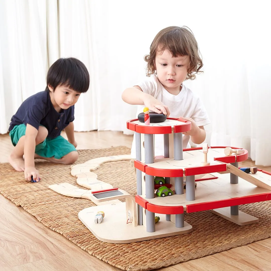PlanToys Parking Garage garage bois 3 étages dès 3 ans