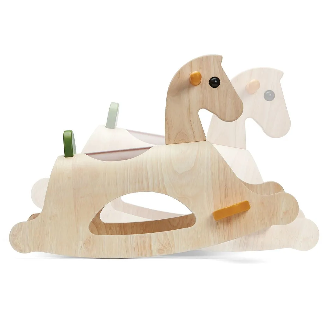PlanToys Palomino cheval à bascule rouille bois