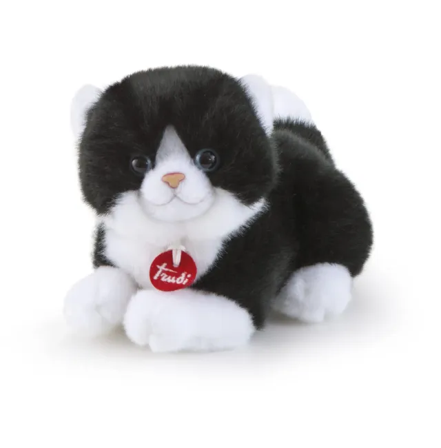 Trudi Trudino chat blanc noir peluche 15 cm douce