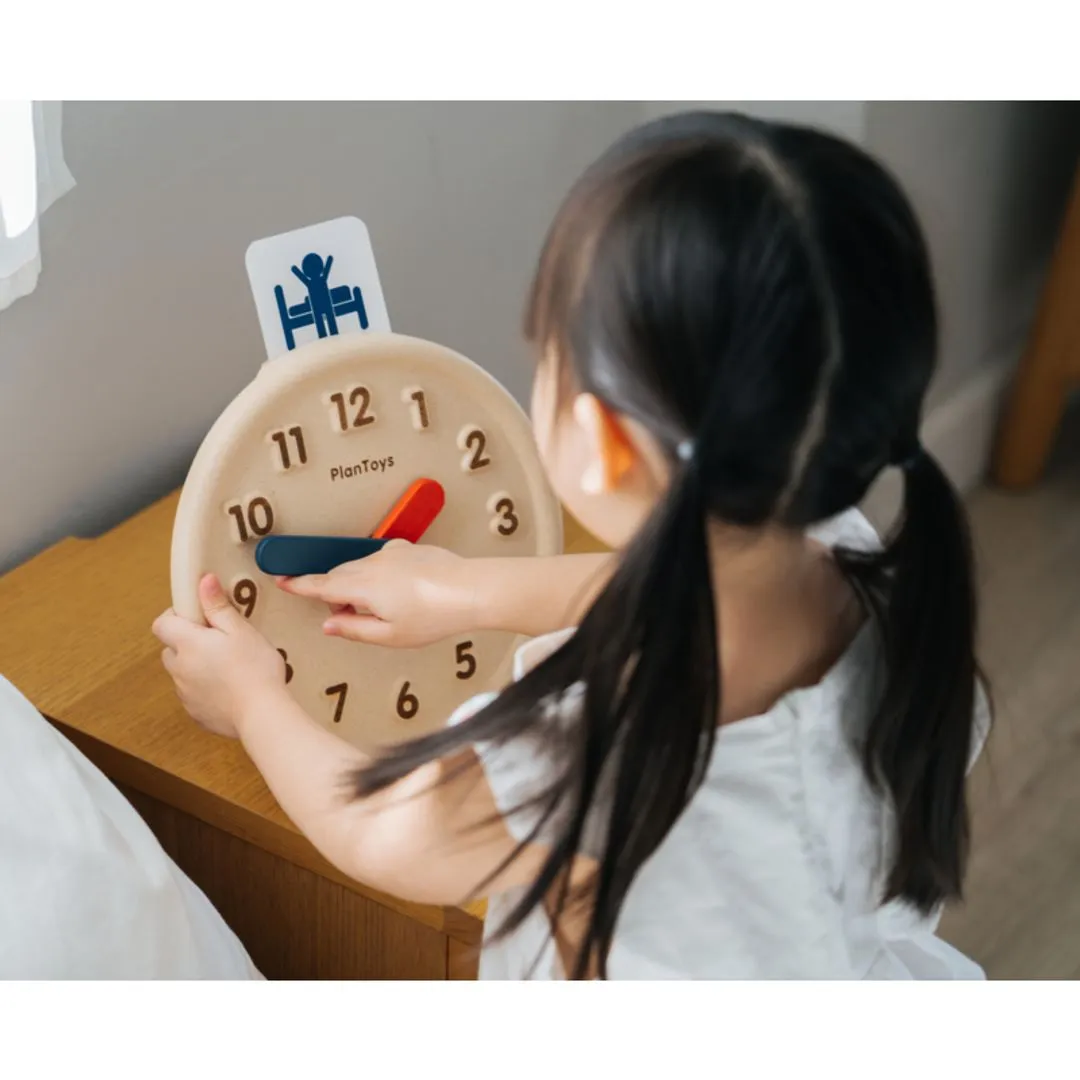 PlanToys Activity Clock horloge éducative bois 3 ans
