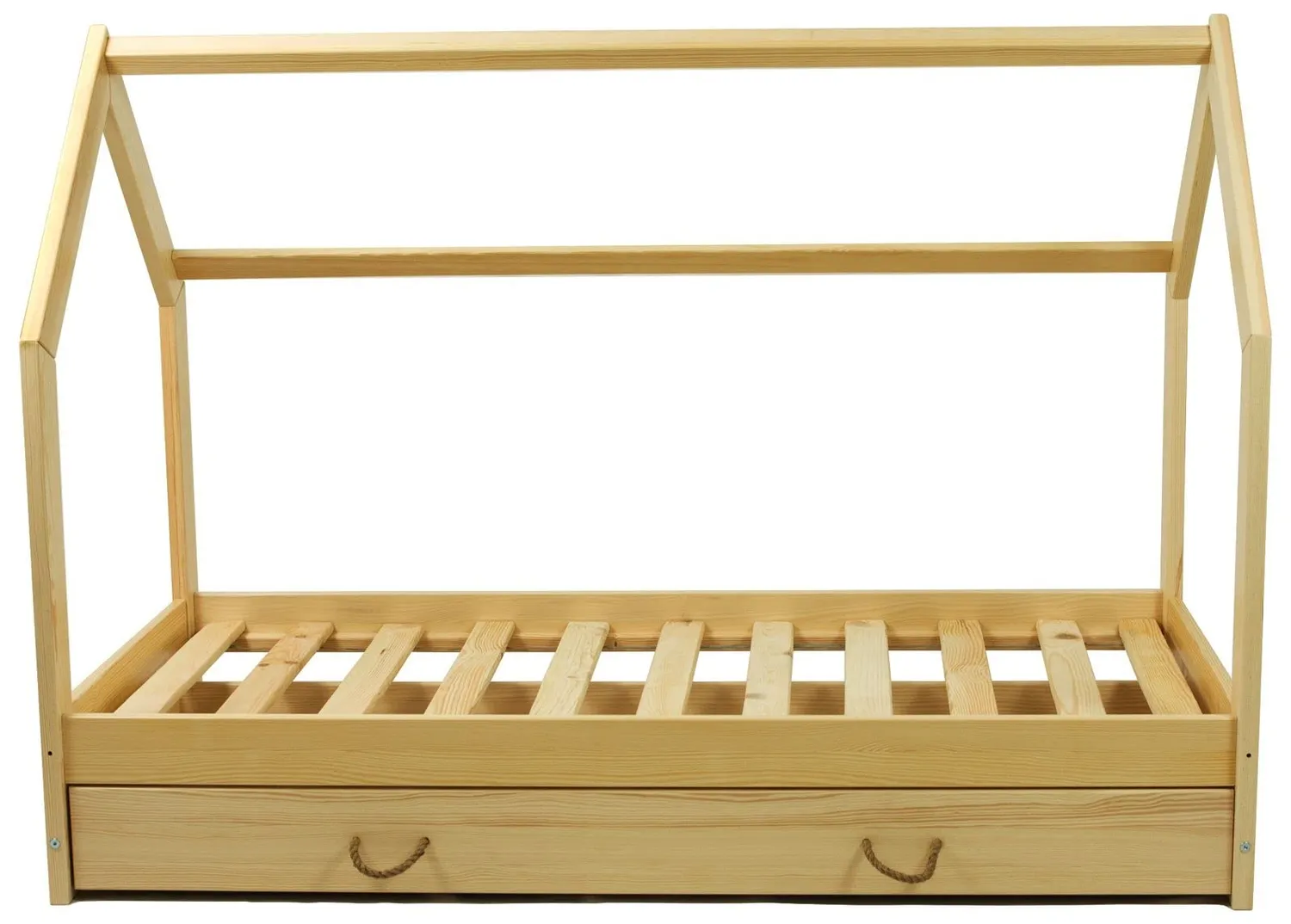 Velinda Scandinave lit maison enfant 160x80 bois naturel + tiroir