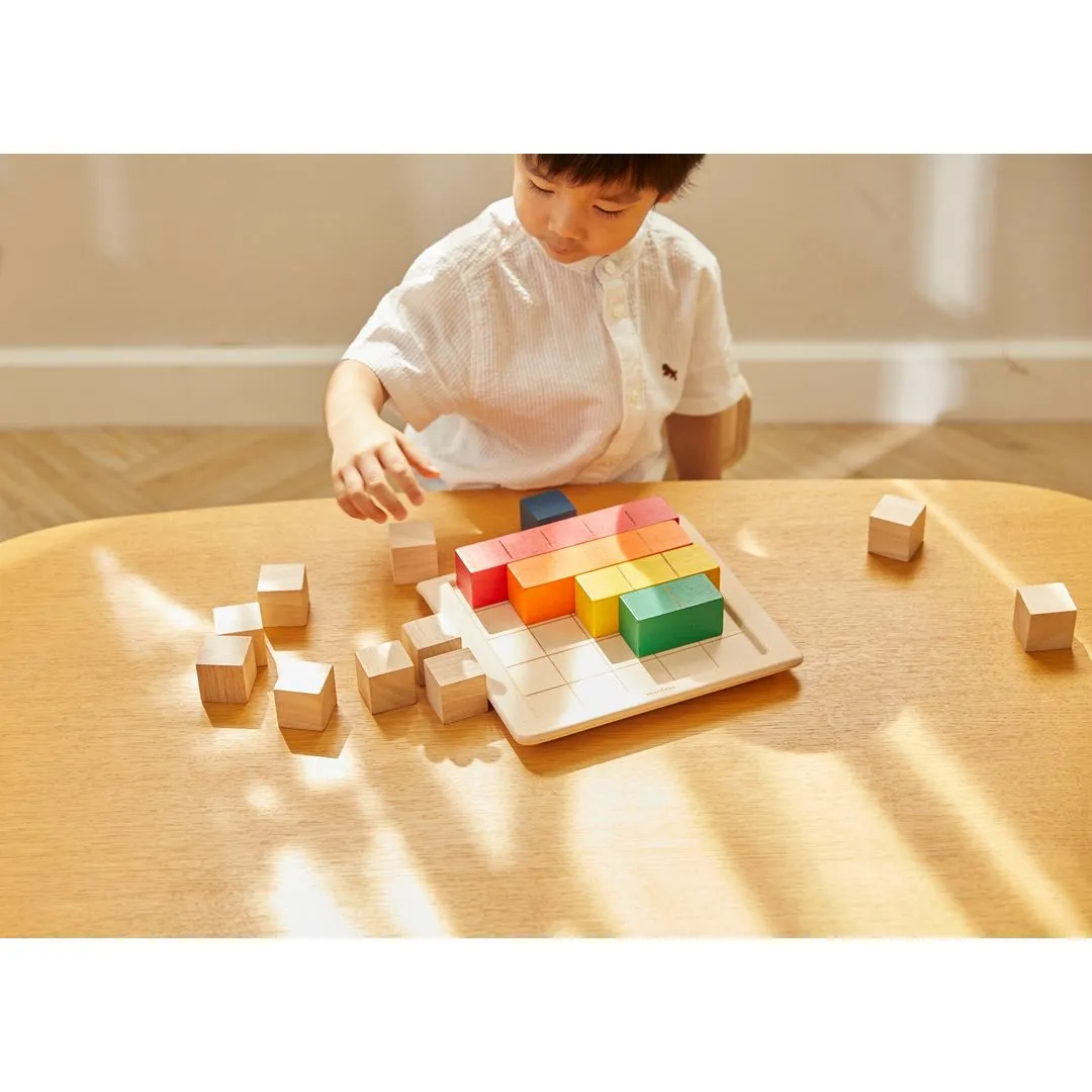 PlanToys Unit Plus Blocs à compter couleur bois 18 mois