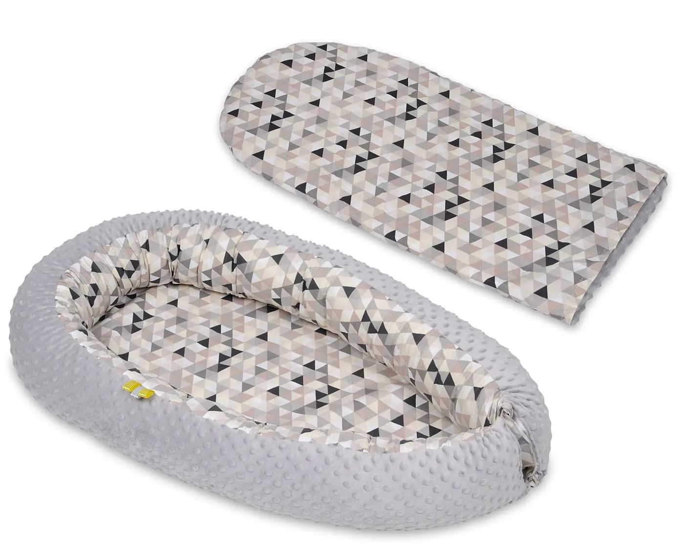 Velinda Cocon bébé triangles beiges gris 0-8 mois nid