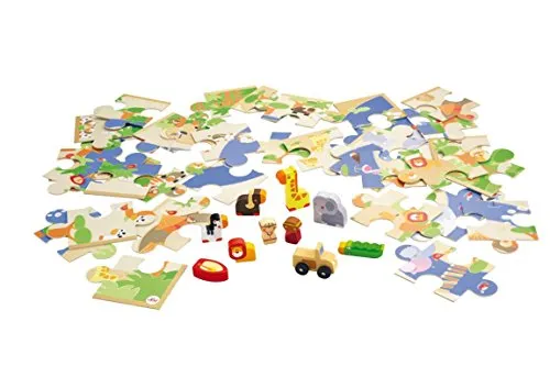 Sevi 82625 Puzzle Safari circuit bois 70x50 miniatures