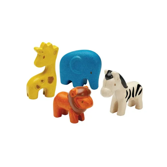 PlanToys Wild Animals Set 4 figurines bois jungle