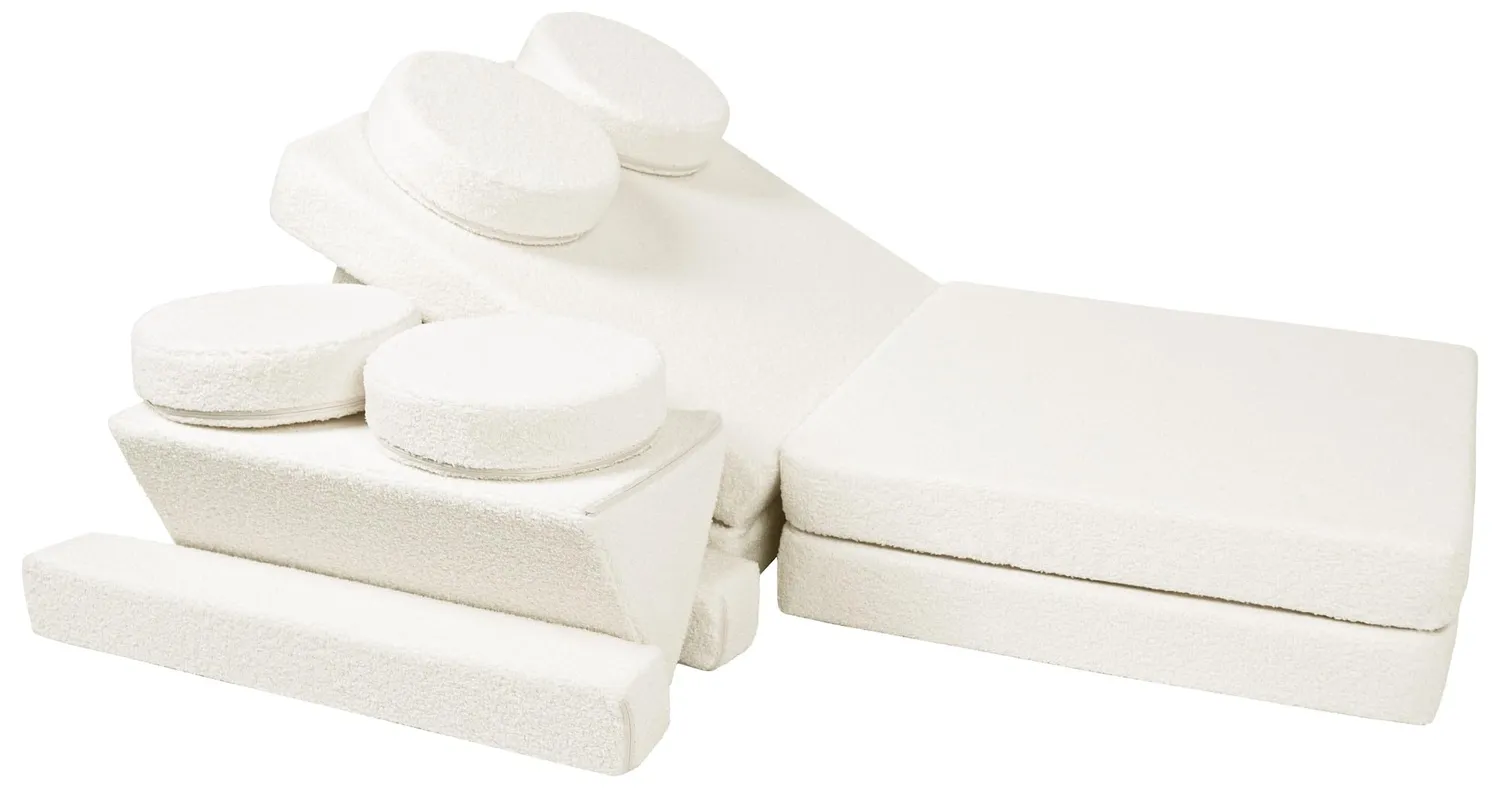 Velinda canapé bouclé modulaire menthe mousse enfant