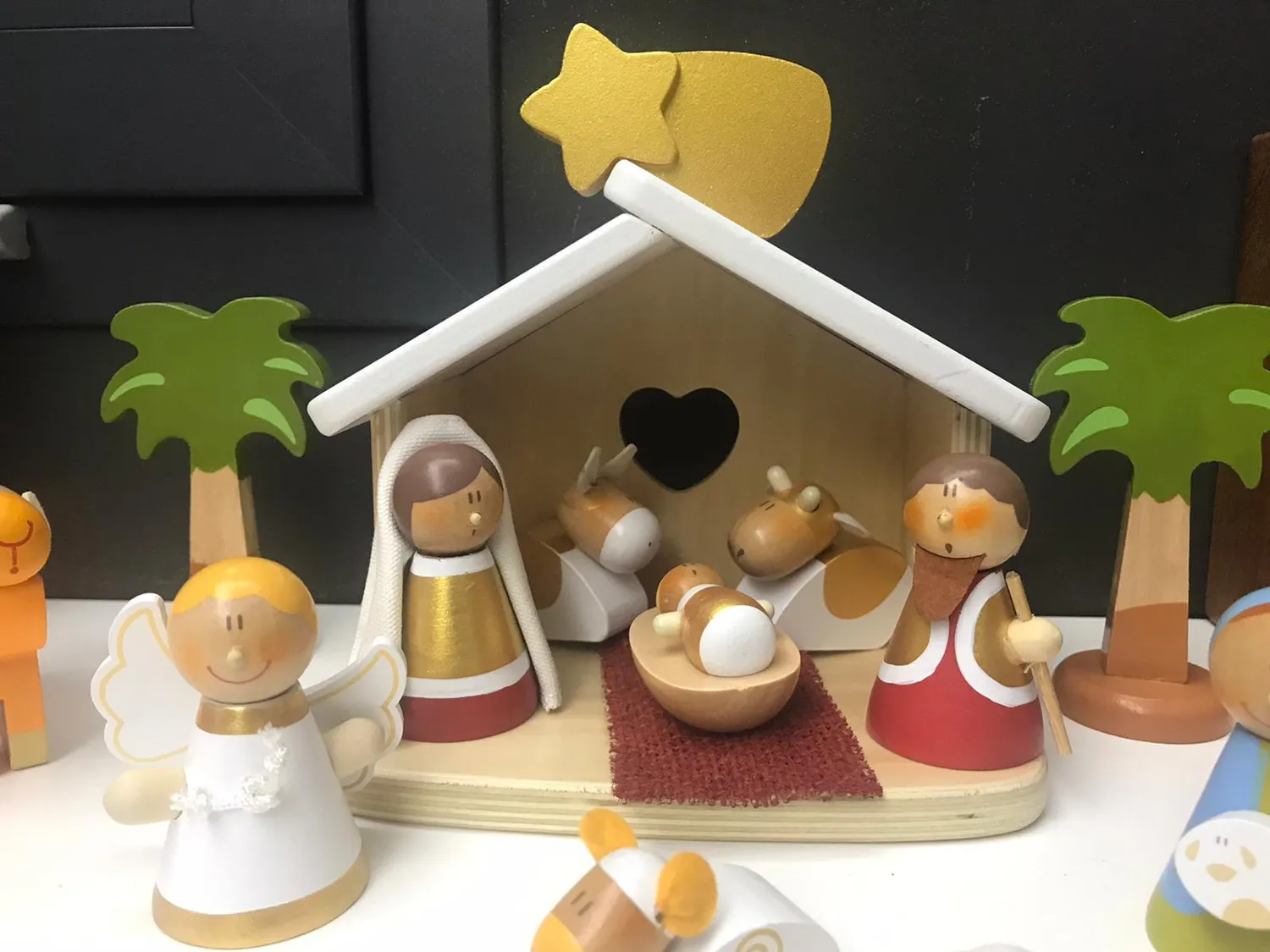 Trudi Sevi Classique crèche bergers musiciens bois 5 pièces