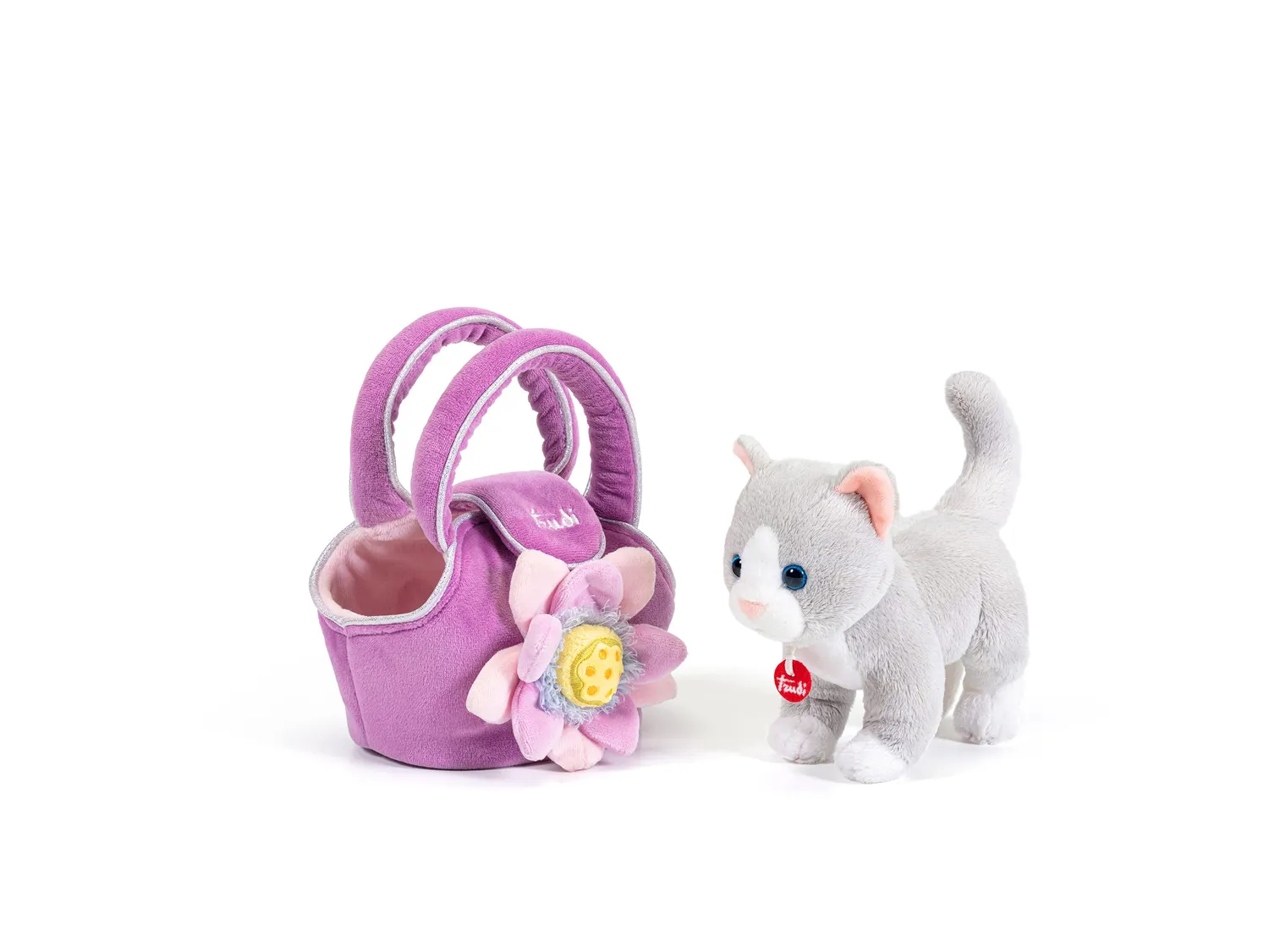 Trudi Pets 29729 peluche chaton dans son sac rose 15 cm