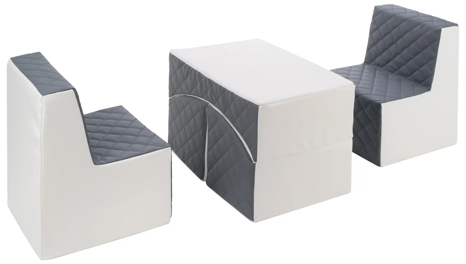 Velinda Repos 2 fauteuils + pouf enfant blanc violet