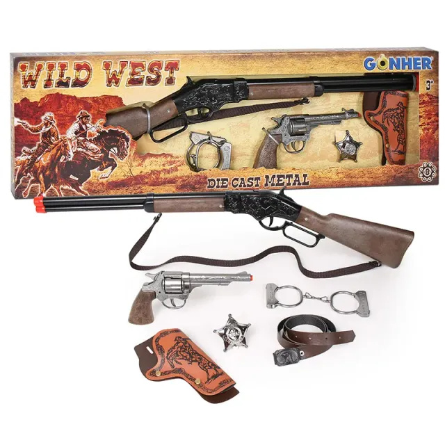 Gonher Wild-West grand set pistolet jouet 8 coups complet