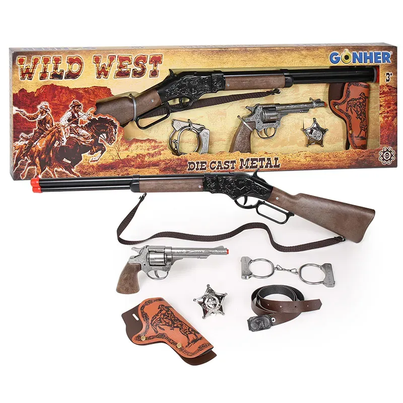Gonher Wild-West grand set pistolet jouet 8 coups complet