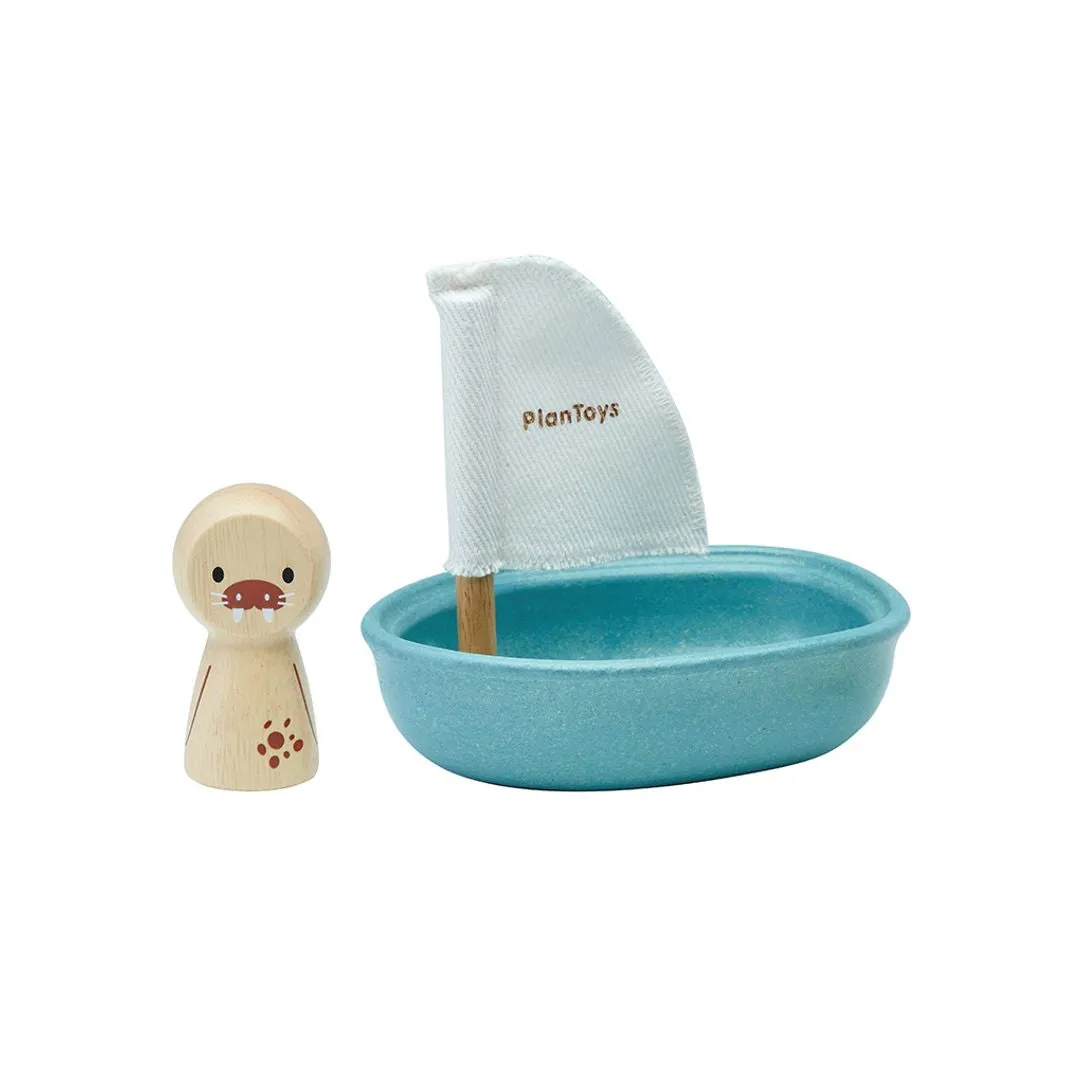 PlanToys Sailing Boat Walrus bateau de bain bois