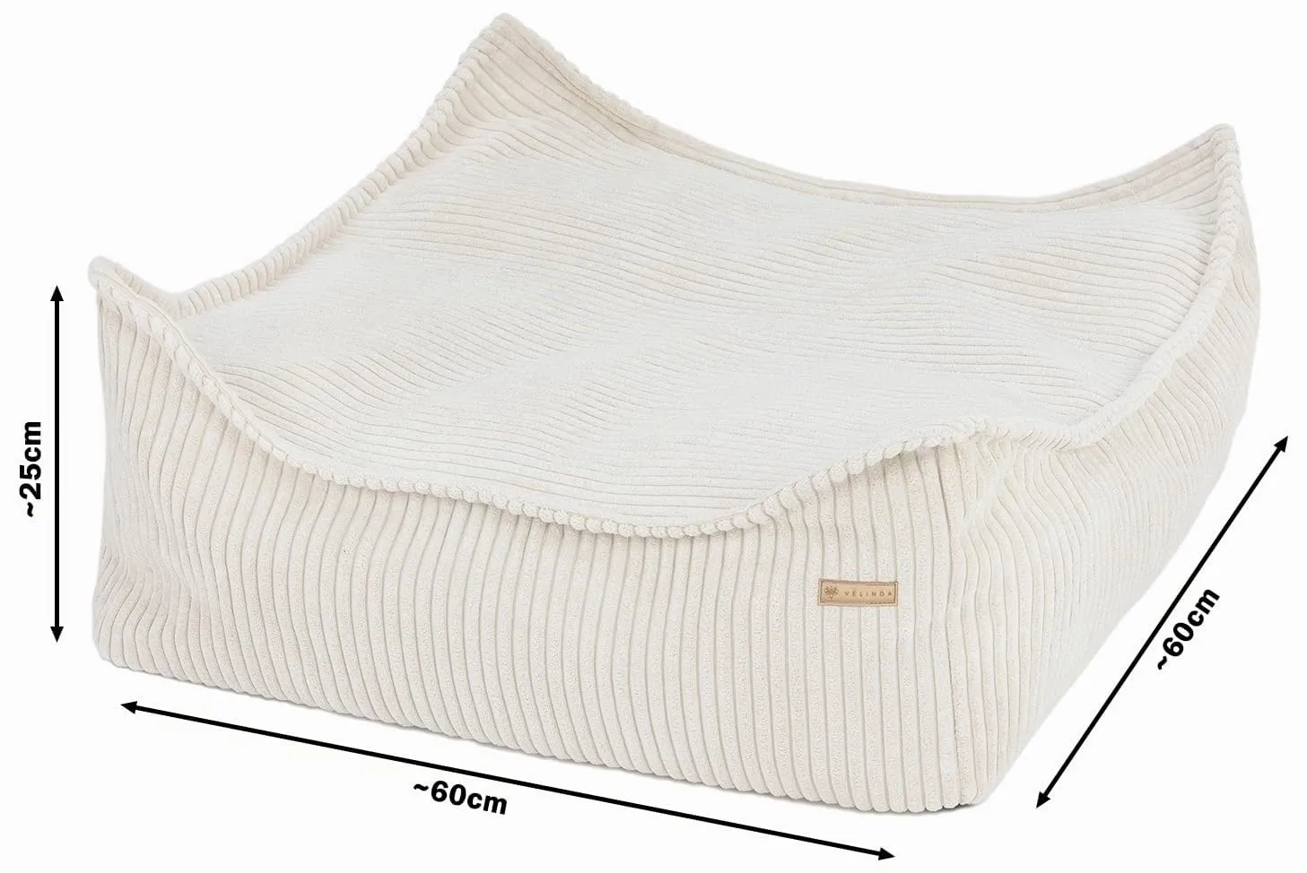 Velinda Coussin Douillet panier chien crème 60x60 antidérapant