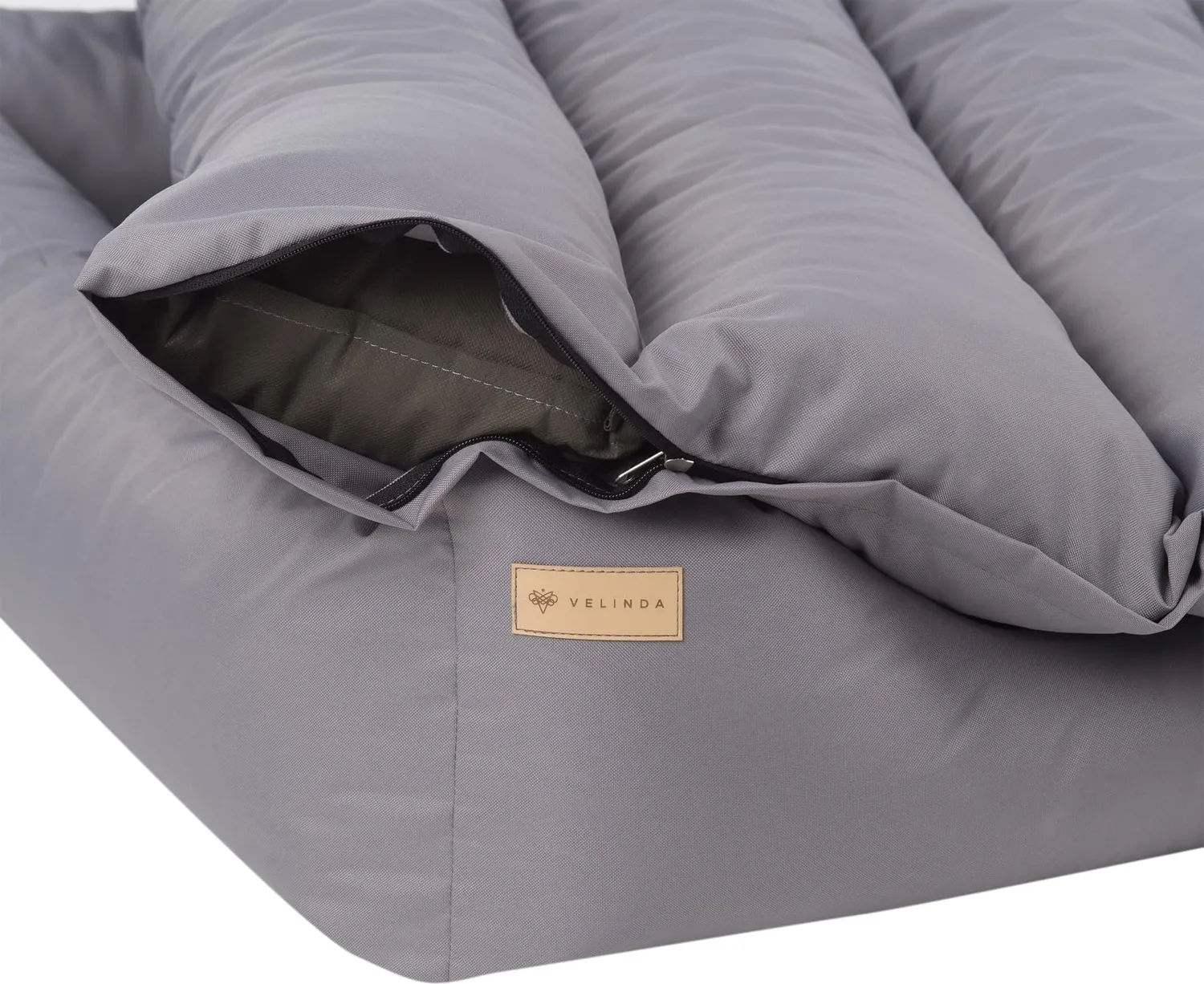 Velinda Panier Couchage Chien 120x90cm Gris Coussin