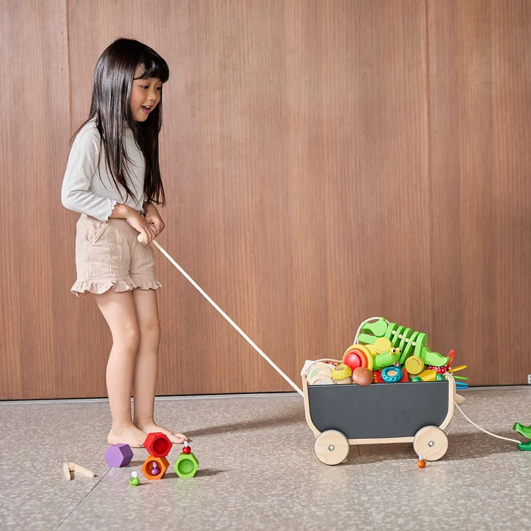 PlanToys Wagon chariot à tirer noir ardoise