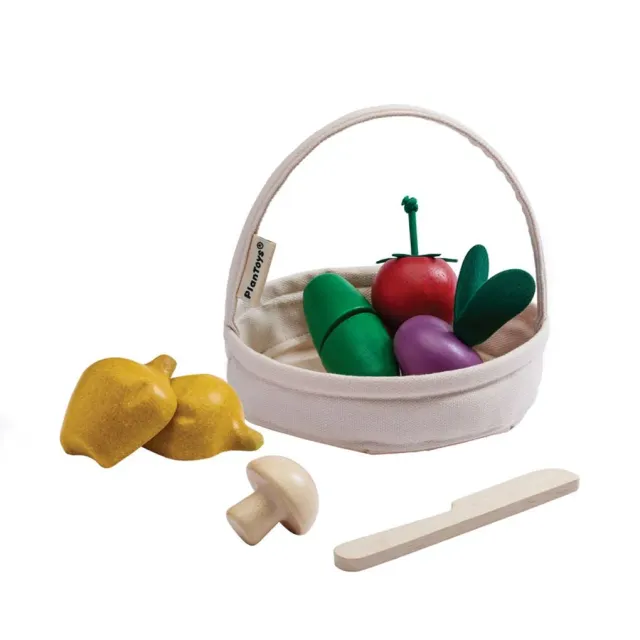 PlanToys Rainbow Veggie Basket dinette bois 7 pièces à découper
