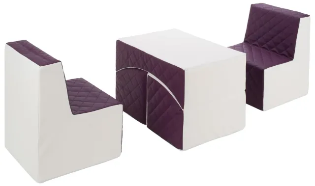 Velinda Repos 2 fauteuils + pouf enfant blanc violet