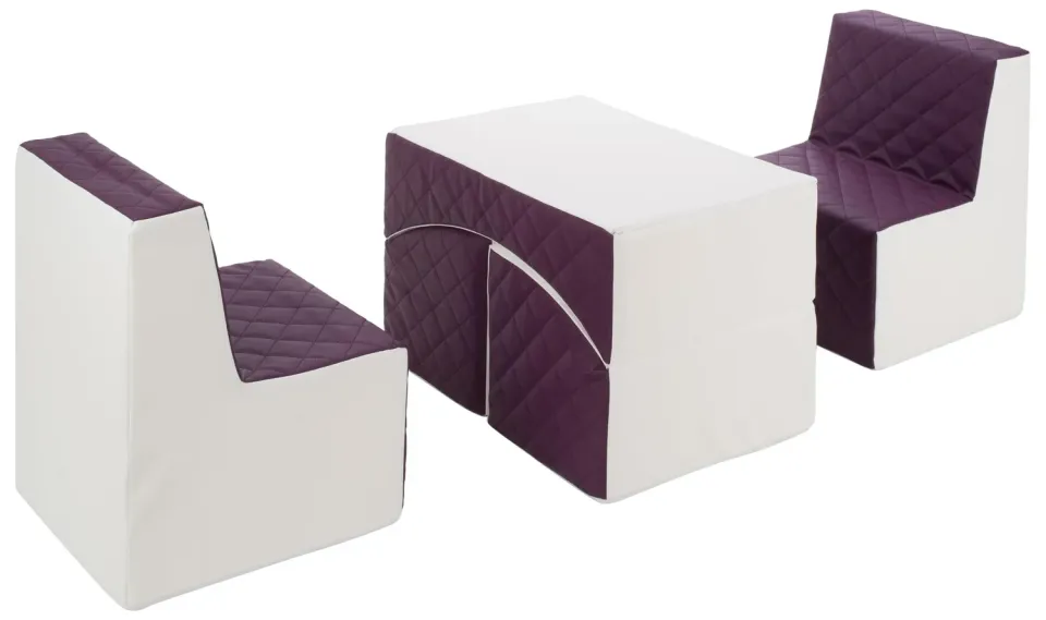 Velinda Repos 2 fauteuils + pouf enfant blanc violet