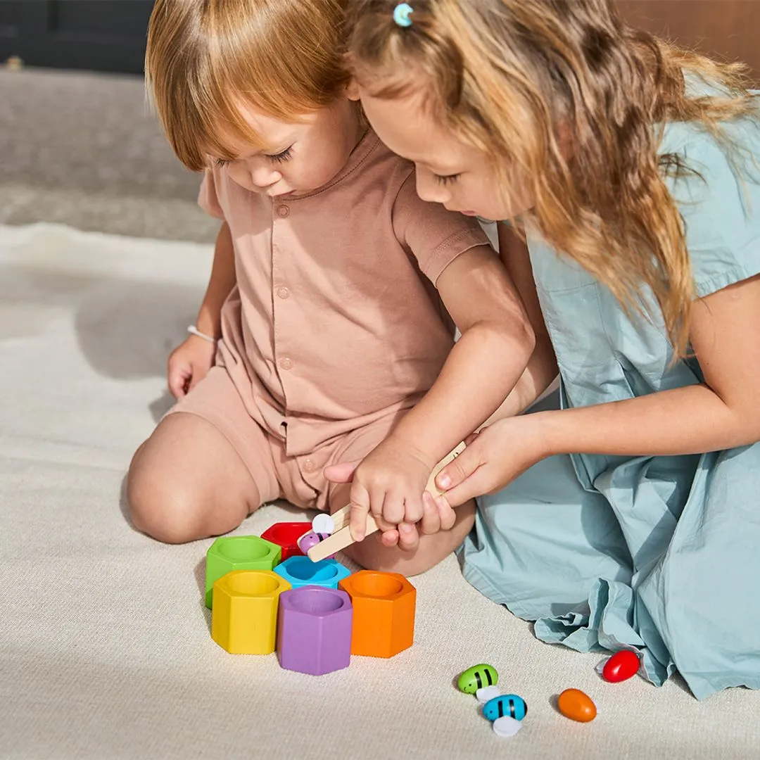 PlanToys Beehives jeu abeilles pince 6 ruches dès 3 ans