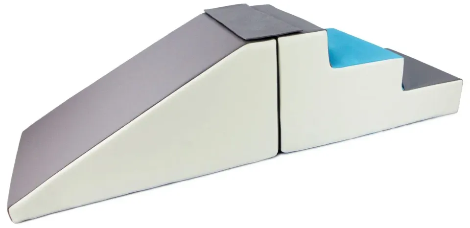 Velinda toboggan escaliers 2 blocs en mousse blanc bleu gris