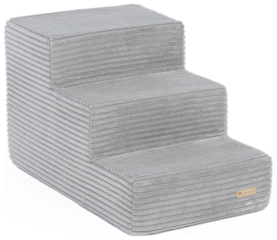 Velinda Escalier Chien Chat 3 Marches Mousse Gris