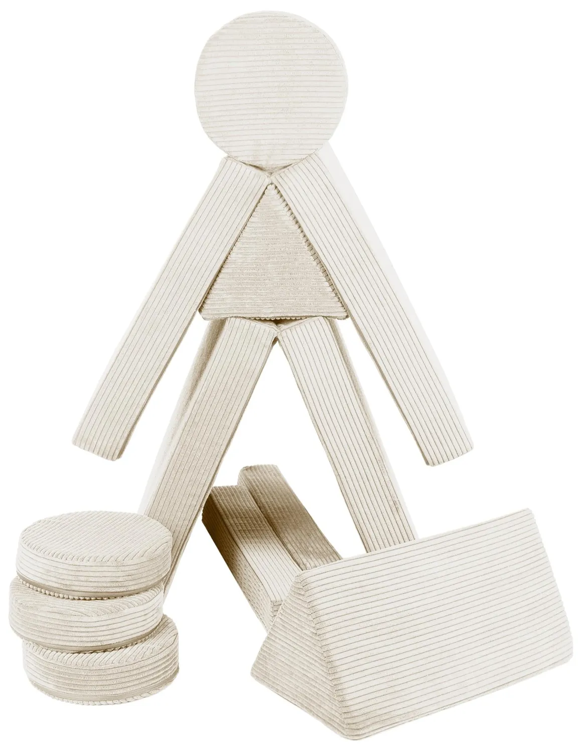 Velinda canapé modulaire enfant 10 modules crème côtelé