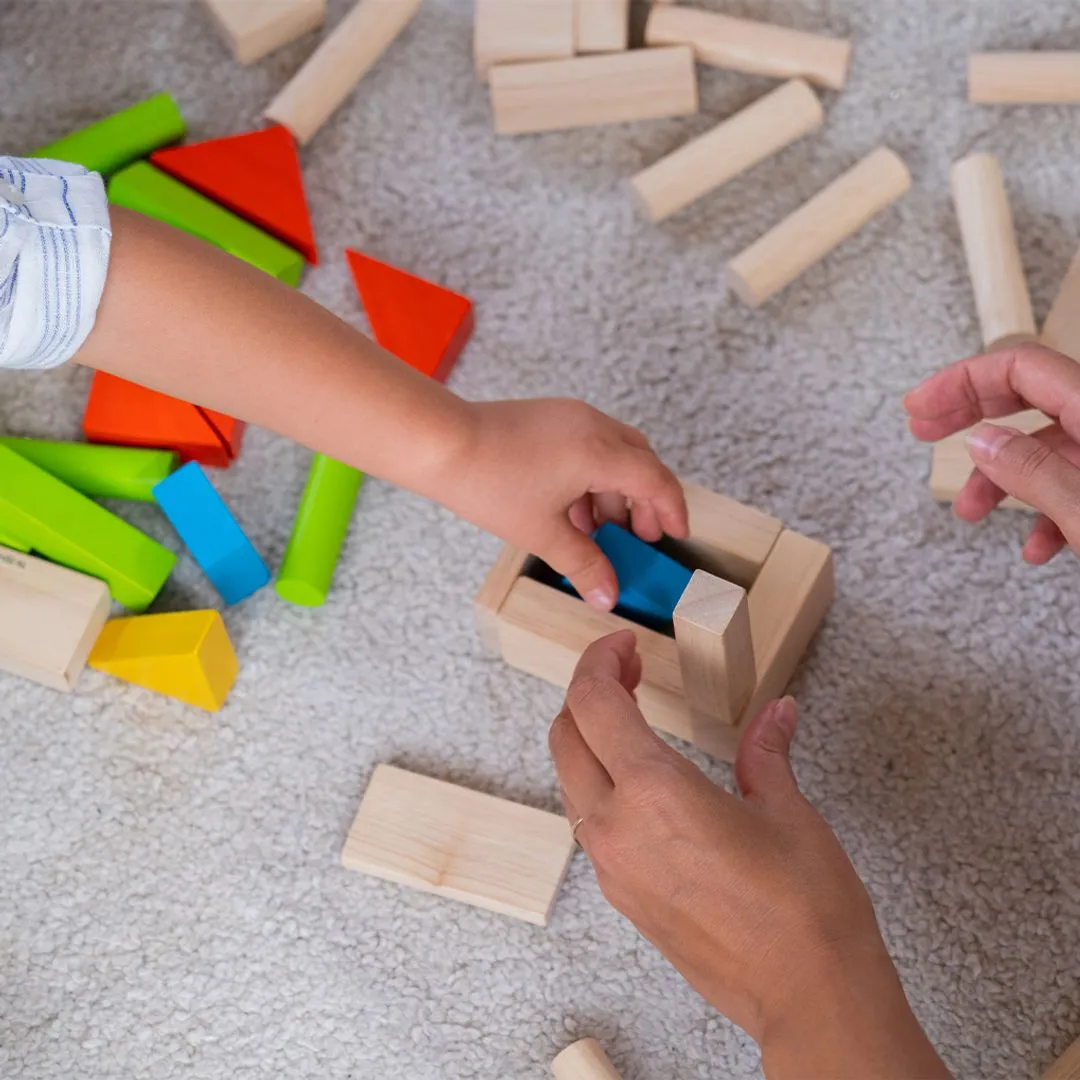 PlanToys Unit Blocks 40 blocs de construction en bois colorés
