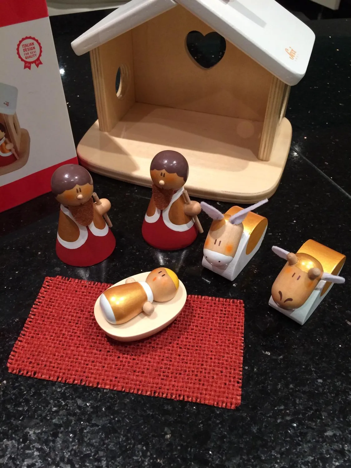 Sevi crèche Noël bois 5 figurines 7,5 cm