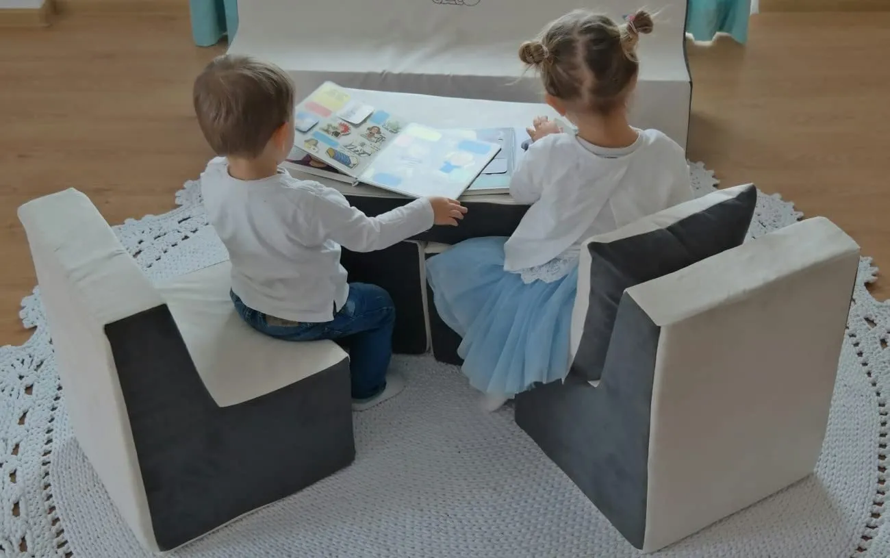 Velinda Fauteuil Pouf Enfant Bleu Ergonomique