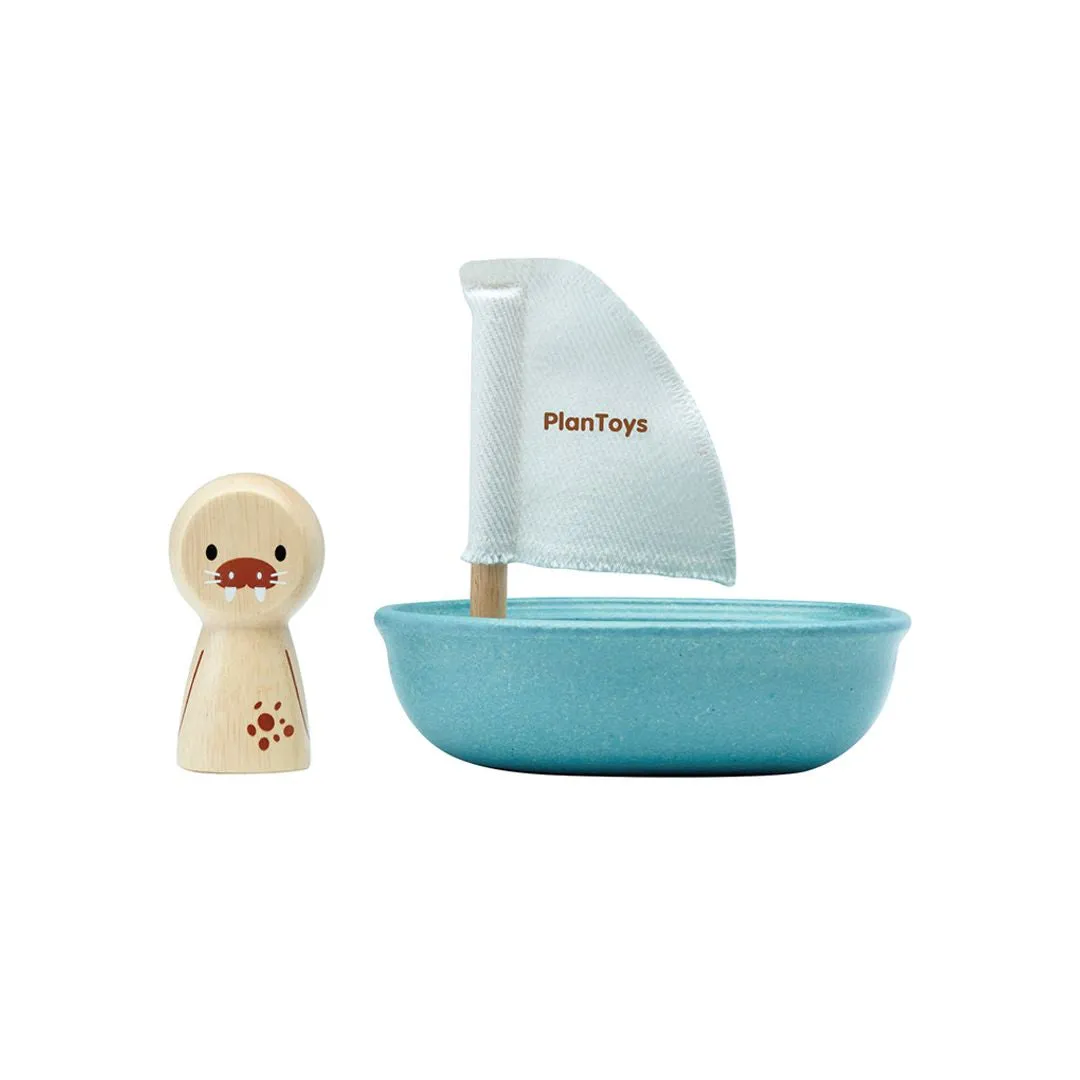 PlanToys Sailing Boat Walrus bateau de bain bois
