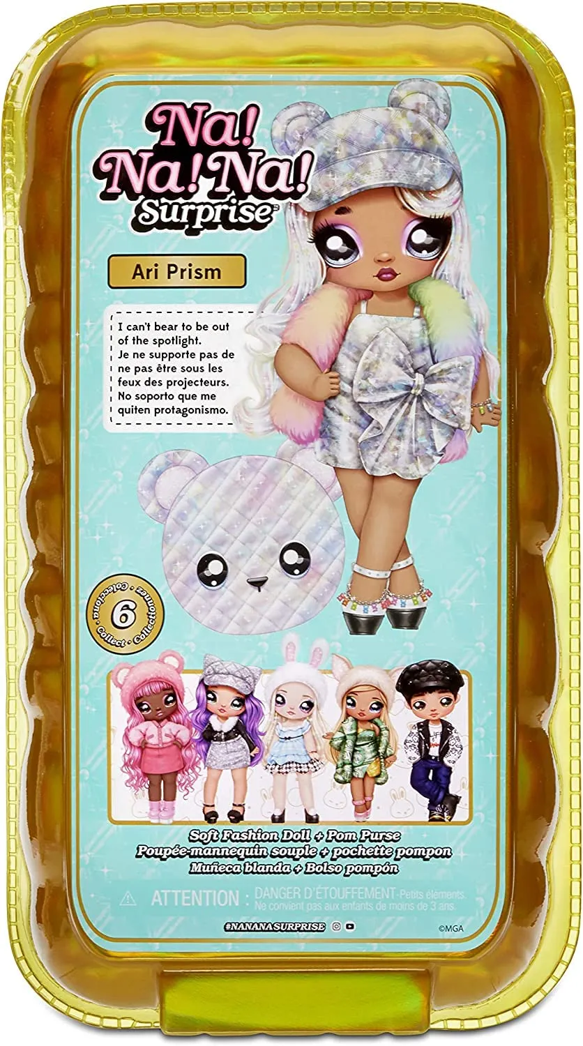 Na! Na! Na! Surprise Glam Ari Prism poupée 2-en-1 sac argenté