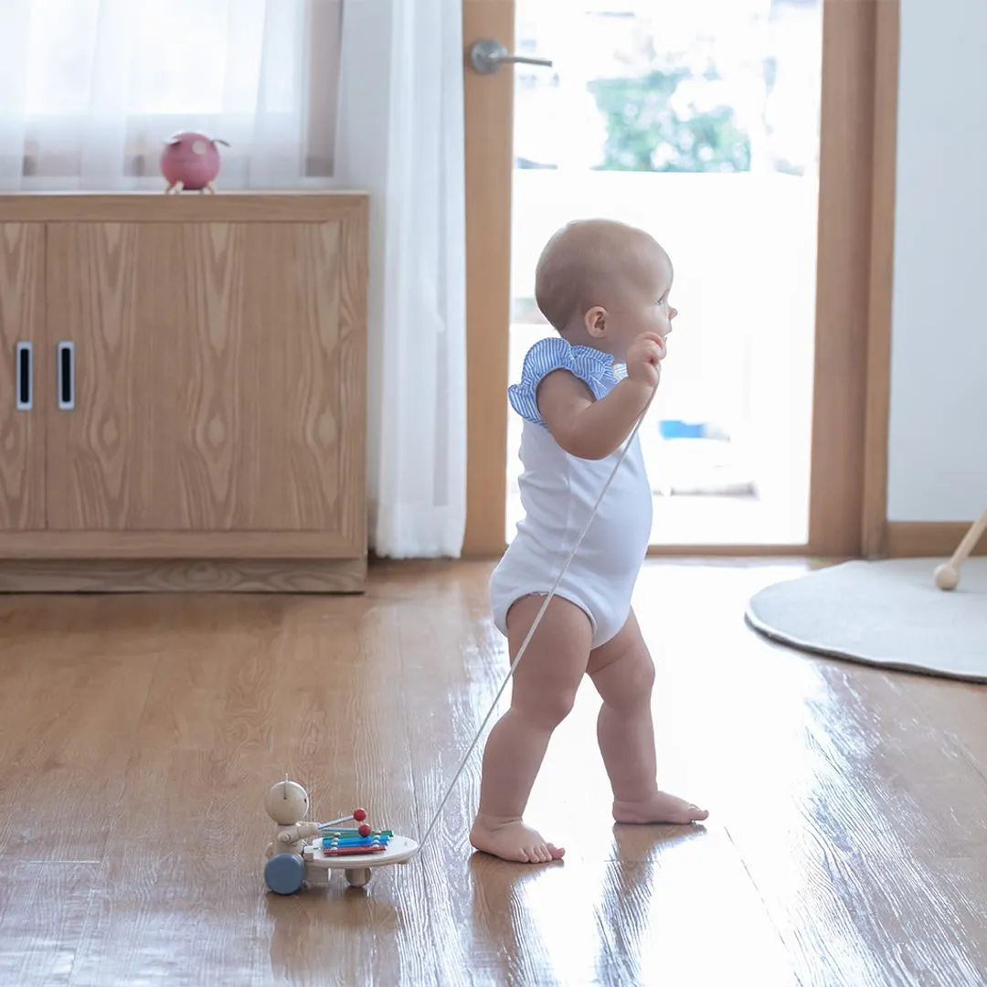 PlanToys Bear jouet à tirer ours musical bois