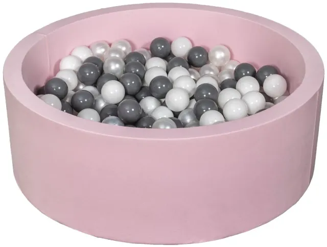 Velinda piscine à balles 200 balles blanc perle gris 90 cm