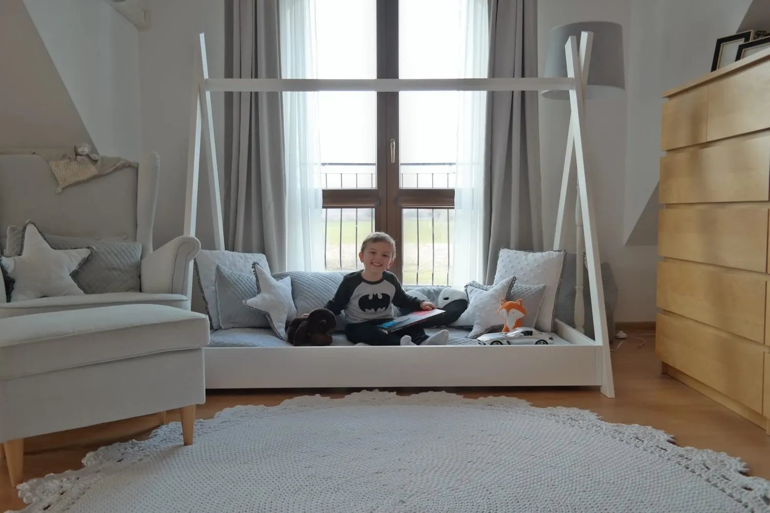 Velinda lit maison 2 en 1 enfant blanc 160x80 bois